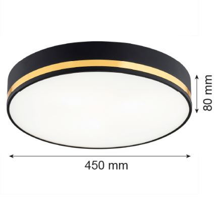 Argon 6141 - Iluminação de teto AMORE 3xE27/15W/230V diâmetro 45 cm preto/dourado