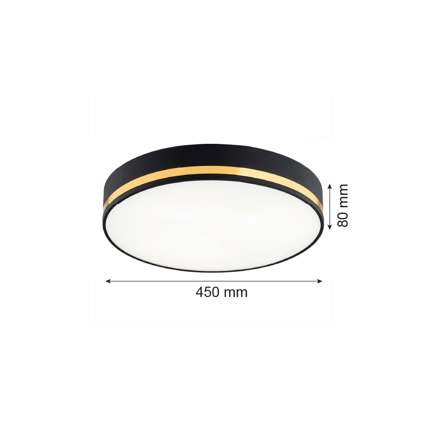 Argon 6141 - Iluminação de teto AMORE 3xE27/15W/230V diâmetro 45 cm preto/dourado