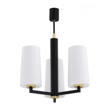 Argon 6143 - Candelabro suspenso CAMELOT PLUS 3xE27/15W/230V preto/branco/dourado