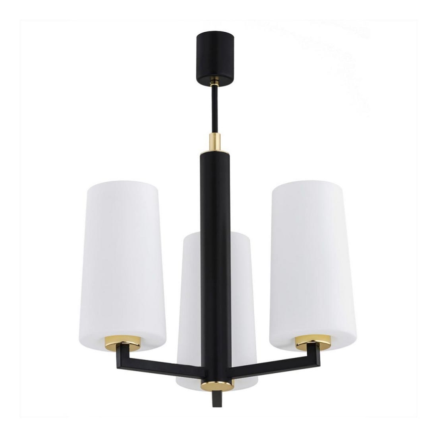 Argon 6143 - Candelabro suspenso CAMELOT PLUS 3xE27/15W/230V preto/branco/dourado