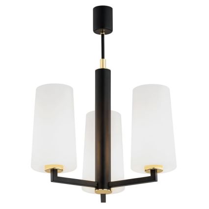 Argon 6143 - Candelabro suspenso CAMELOT PLUS 3xE27/15W/230V preto/branco/dourado