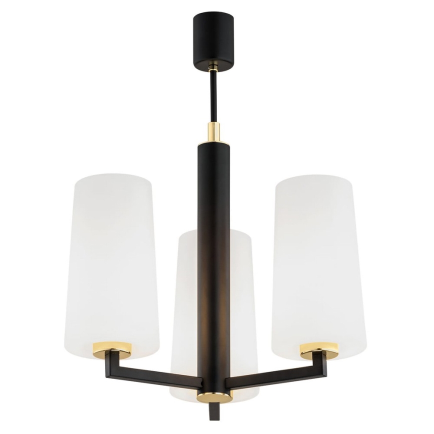 Argon 6143 - Candelabro suspenso CAMELOT PLUS 3xE27/15W/230V preto/branco/dourado