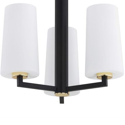 Argon 6143 - Candelabro suspenso CAMELOT PLUS 3xE27/15W/230V preto/branco/dourado
