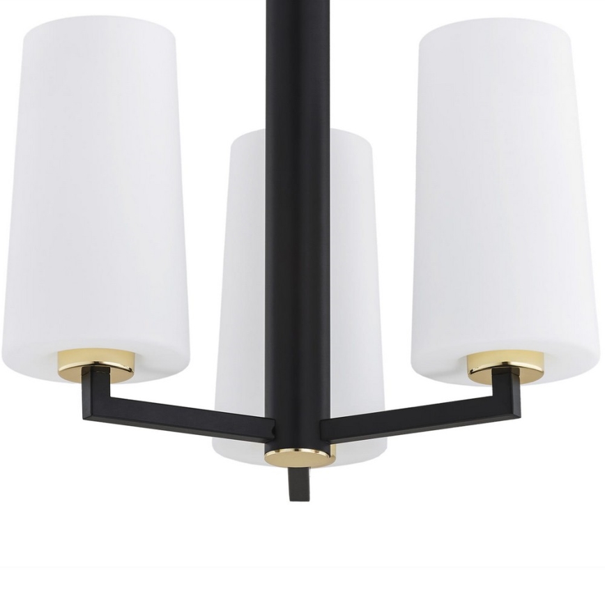 Argon 6143 - Candelabro suspenso CAMELOT PLUS 3xE27/15W/230V preto/branco/dourado