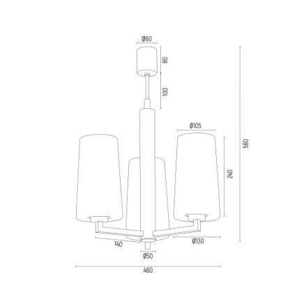 Argon 6143 - Candelabro suspenso CAMELOT PLUS 3xE27/15W/230V preto/branco/dourado