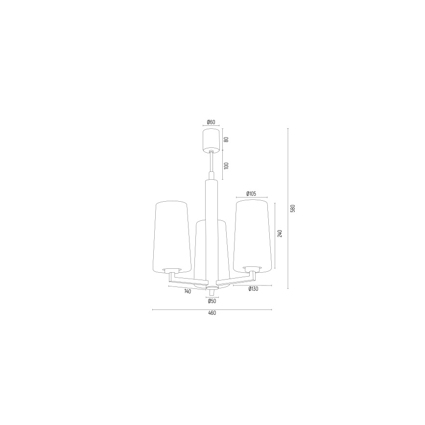 Argon 6143 - Candelabro suspenso CAMELOT PLUS 3xE27/15W/230V preto/branco/dourado