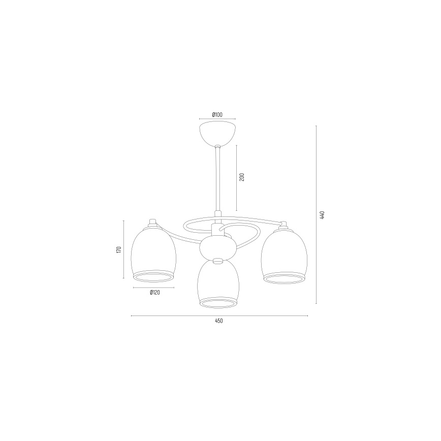 Argon 6144 - Candelabro suspenso AVILA PLUS 3xE27/15W/230V preto/dourado/branco