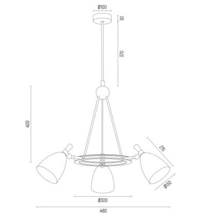 Argon 6148 - Candelabro suspenso CHARLOTTE 3xE27/15W/230V branco/dourado