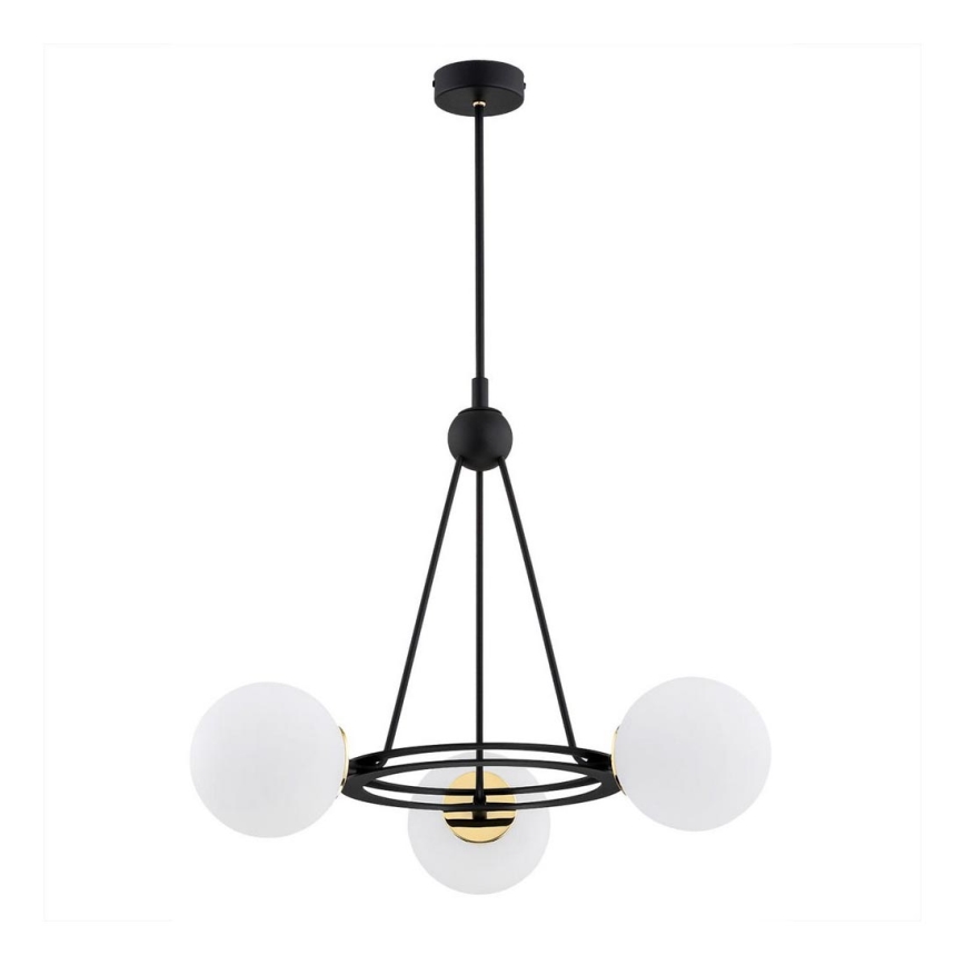 Argon 6150 - Candelabro suspenso AMALFI 3xE27/15W/230V preto/branco