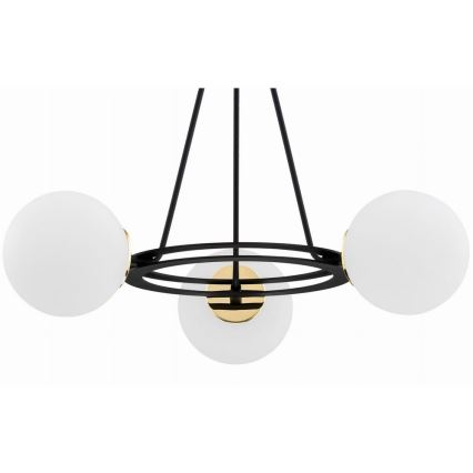 Argon 6150 - Candelabro suspenso AMALFI 3xE27/15W/230V preto/branco