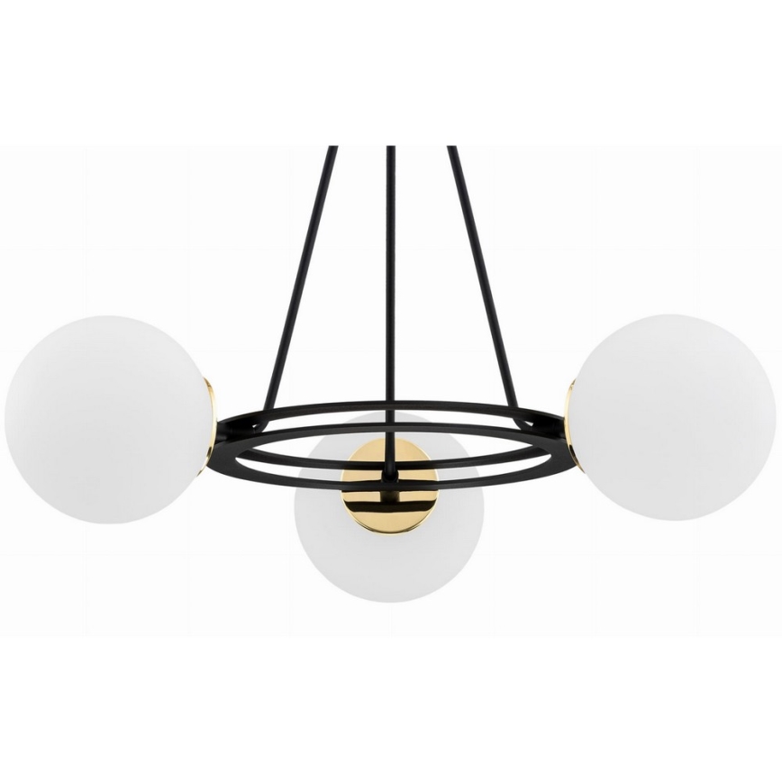 Argon 6150 - Candelabro suspenso AMALFI 3xE27/15W/230V preto/branco