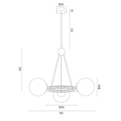 Argon 6150 - Candelabro suspenso AMALFI 3xE27/15W/230V preto/branco