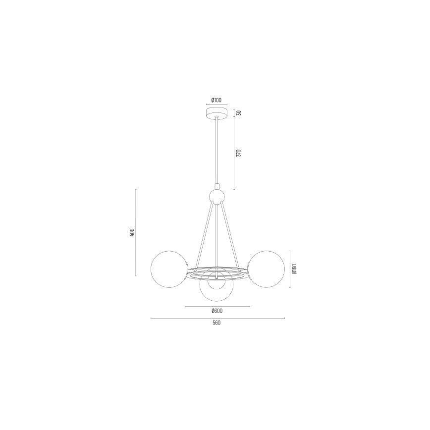 Argon 6150 - Candelabro suspenso AMALFI 3xE27/15W/230V preto/branco