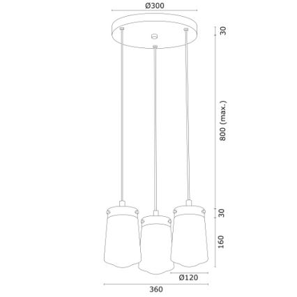 Argon 6164 - Candelabro suspenso PASADENA 3xE27/15W/230V dourado/branco