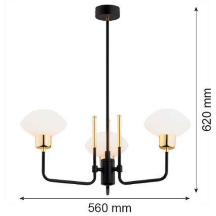 Argon 6166 - Candelabro suspenso RAVELLO 3xE14/15W/230V preto/dourado