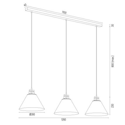 Argon 6173 - Candelabro suspenso ORTE 3xE27/15W/230V branco