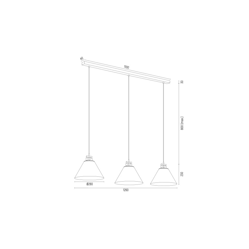 Argon 6173 - Candelabro suspenso ORTE 3xE27/15W/230V branco