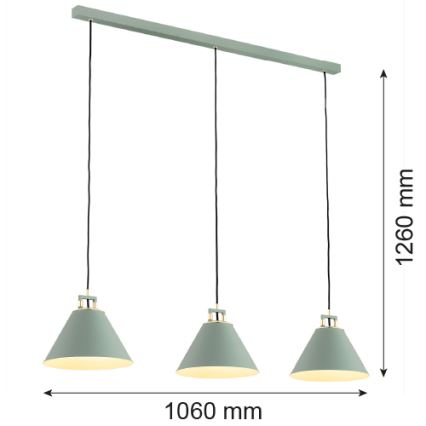 Argon 6177 - Candelabro suspenso ORTE 3xE27/15W/230V verde