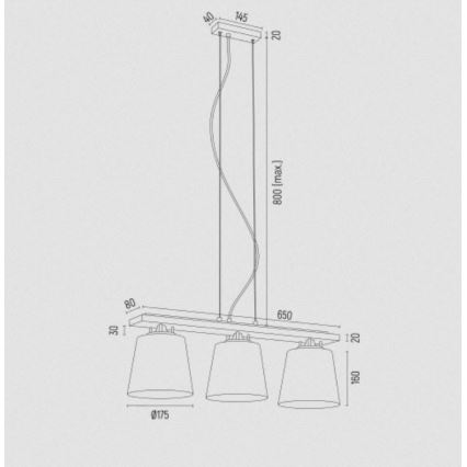 Argon 6250 - Candelabro suspenso ARDEN 3xE27/15W/230V dourada