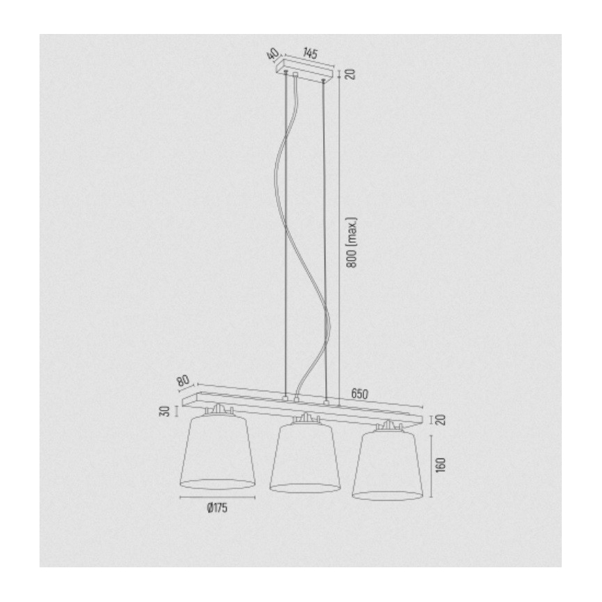 Argon 6250 - Candelabro suspenso ARDEN 3xE27/15W/230V dourada