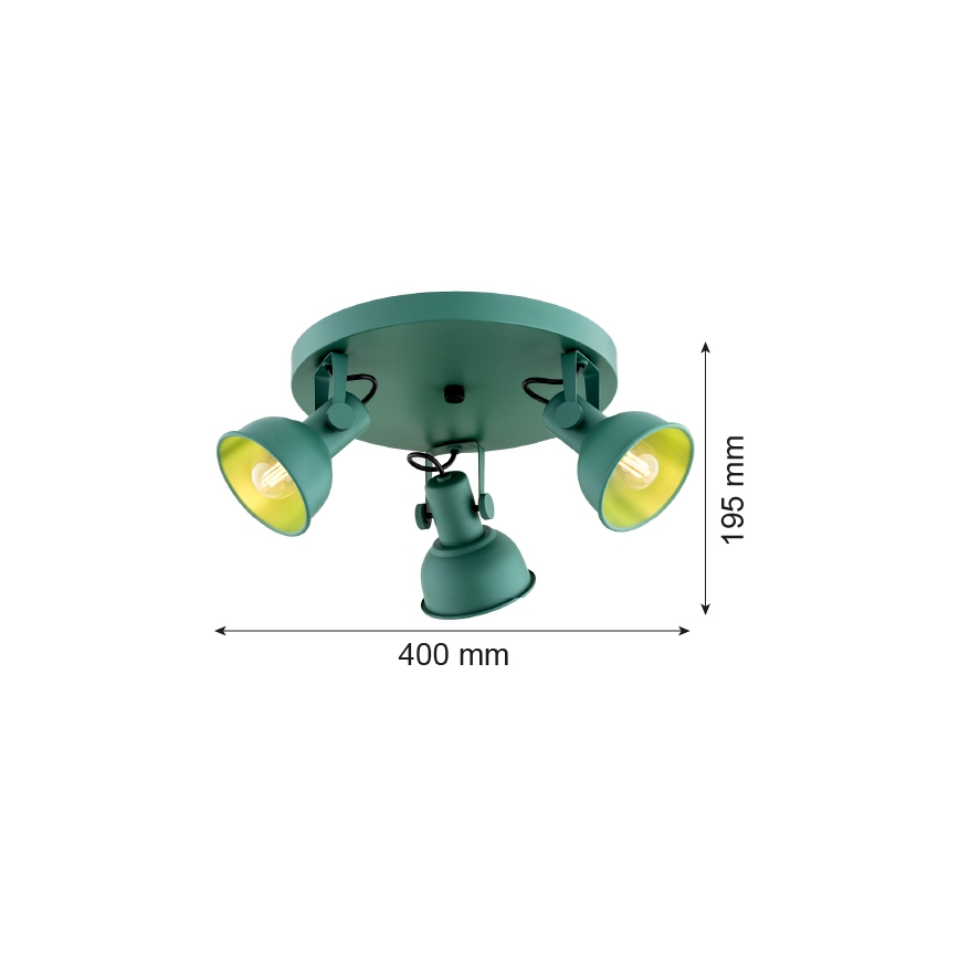 Argon 6265 - Foco LENORA 3xE14/7W/230V verde