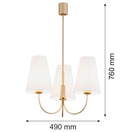 Argon 6267 - Candelabro suspenso SAFIANO 3xE27/15W/230V dourada