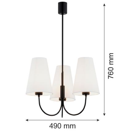Argon 6268 - Candelabro suspenso SAFIANO 3xE27/15W/230V preto