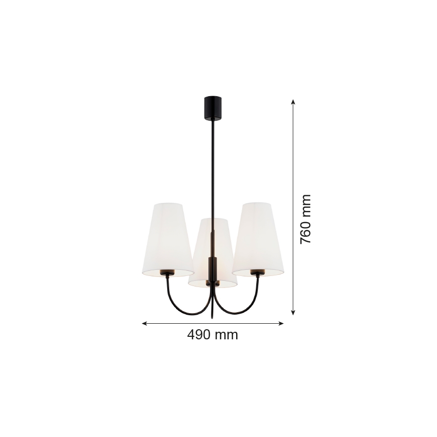 Argon 6268 - Candelabro suspenso SAFIANO 3xE27/15W/230V preto
