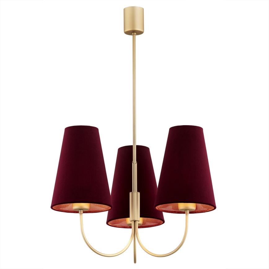 Argon 6270 - Candelabro suspenso SAFIANO 3xE27/15W/230V borgonha