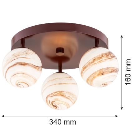 Argon 6292 - Iluminação de teto FABIO 3xE14/7W/230V alabastro castanho