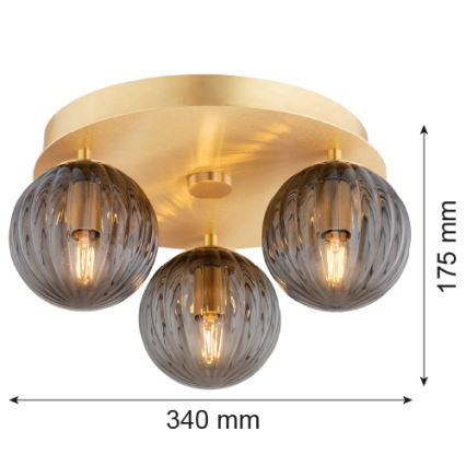 Argon 6308 - Iluminação de teto PALOMA 3xE14/7W/230V dourado/preto