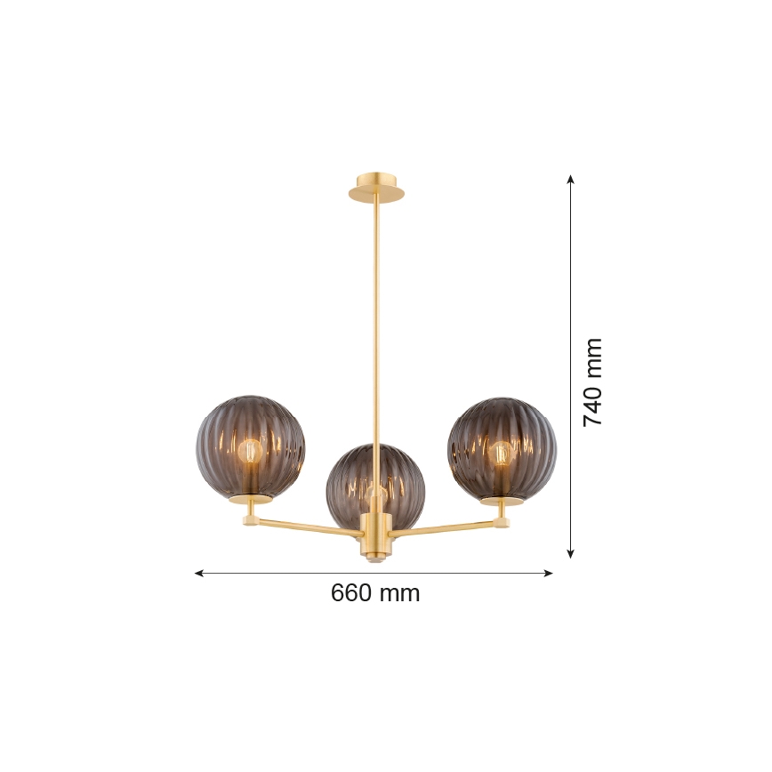 Argon 6310 - Candeeiro suspenso PALOMA 3xE14/7W/230V dourado/preto
