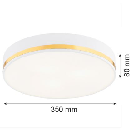 Argon 7035 - Iluminação de teto AMORE 2xE27/15W/230V diâmetro 35 cm branco/dourado