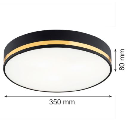 Argon 7041 - Iluminação de teto AMORE 2xE27/15W/230V diâmetro 35 cm preto/dourado