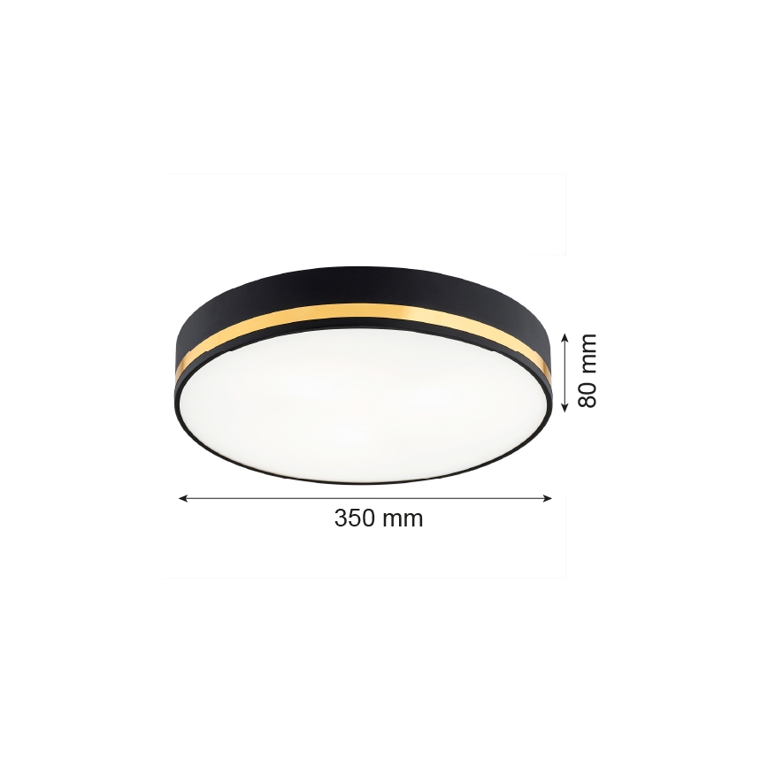 Argon 7041 - Iluminação de teto AMORE 2xE27/15W/230V diâmetro 35 cm preto/dourado