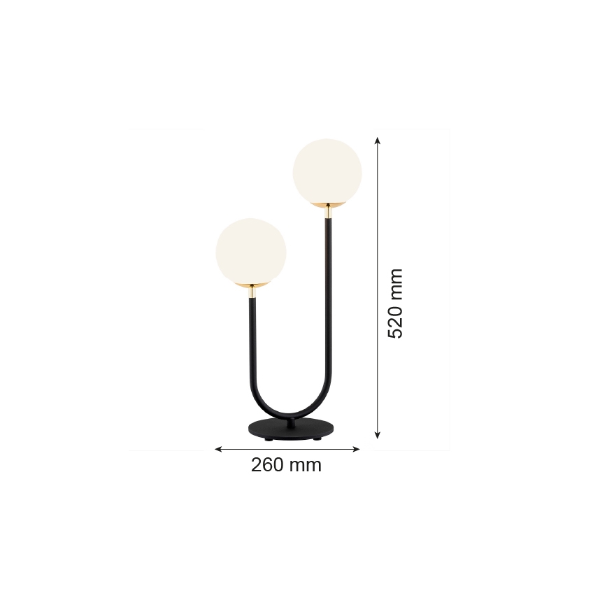 Argon 7072 - Candeeiro de mesa FERRONE 2xE14/7W/230V preto/branco/dourado