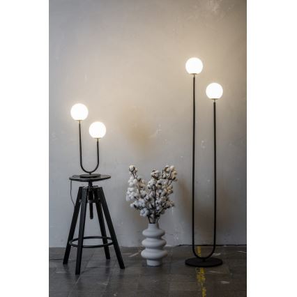 Argon 7073 - Candeeiro de chão FERRONE 2xE14/7W/230V preto/branco/dourado