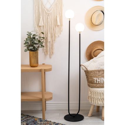 Argon 7073 - Candeeiro de chão FERRONE 2xE14/7W/230V preto/branco/dourado