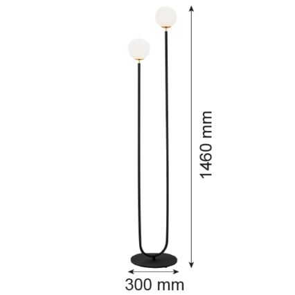 Argon 7073 - Candeeiro de chão FERRONE 2xE14/7W/230V preto/branco/dourado