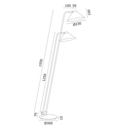 Argon 7074 - Candeeiro de pé GABIAN 2xE27/15W/230V branco