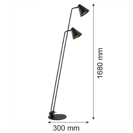 Argon 7077 - Candeeiro de chão AVALONE 2xE27/15W/230V preto