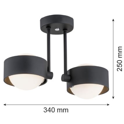 Argon 7089 - Candelabro suspenso MASSIMO PLUS 2xG9/6W/230V preto