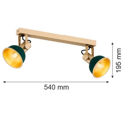 Argon 7143 - Foco LENORA 2xE14/7W/230V dourada/verde
