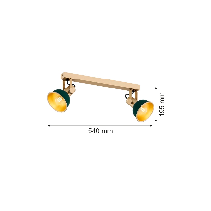 Argon 7143 - Foco LENORA 2xE14/7W/230V dourada/verde