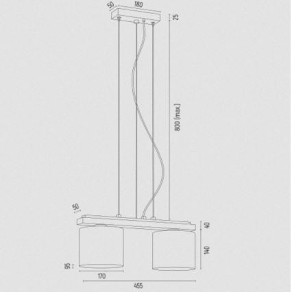 Argon 7164 - Candelabro suspenso CANOA 2xE27/15W/230V preto