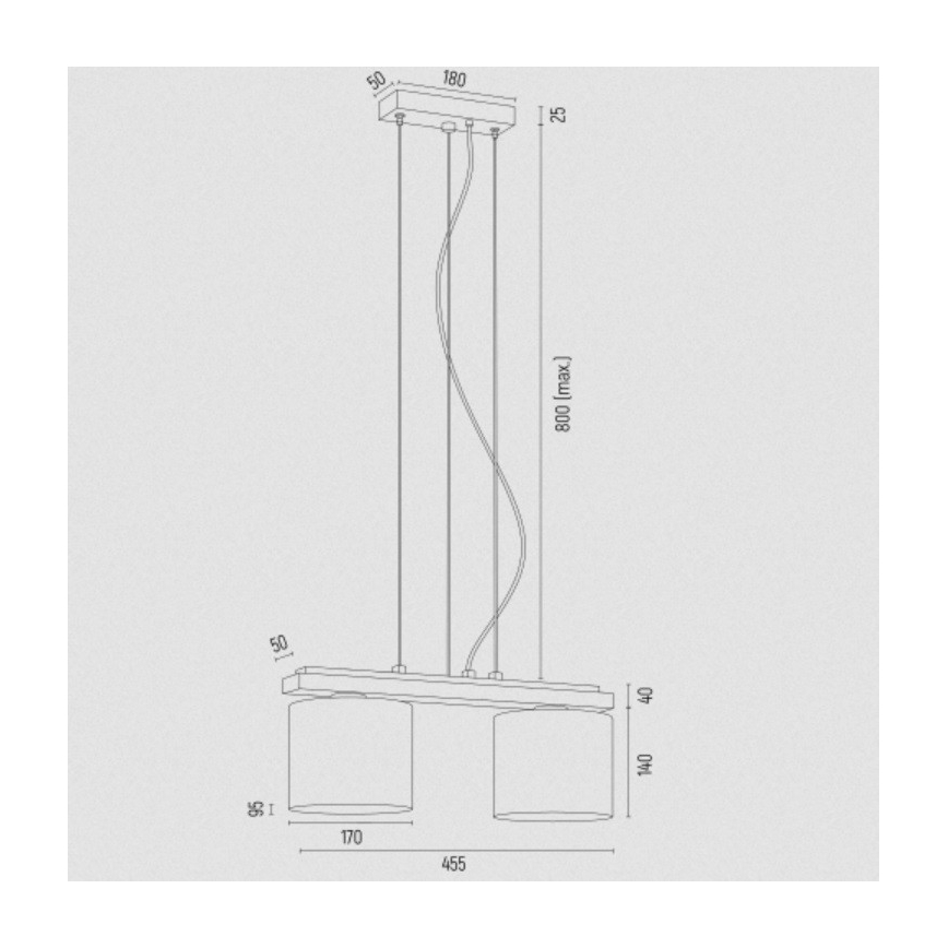 Argon 7164 - Candelabro suspenso CANOA 2xE27/15W/230V preto