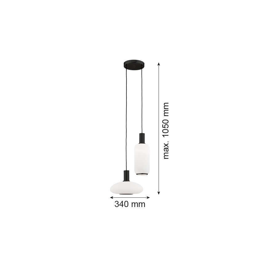 Argon 7214 - Candeeiro suspenso SAGUNTO PLUS 2xE27/15W/230V preto