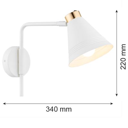Argon 8006 - Candeeiro de parede AVALONE 1xE27/15W/230V 34 cm branco/dourado