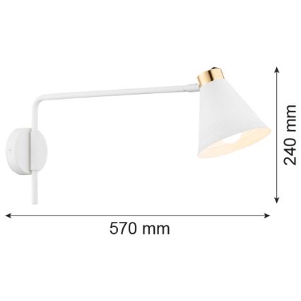 Argon 8007 - Candeeiro de parede AVALONE 1xE27/15W/230V 57 cm branco/dourado
