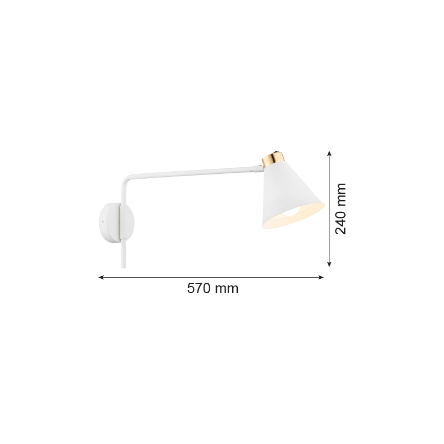 Argon 8007 - Candeeiro de parede AVALONE 1xE27/15W/230V 57 cm branco/dourado